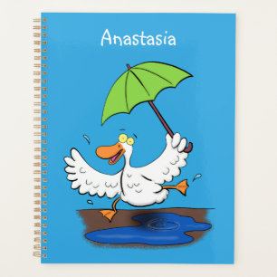 Drôle canard avec parapluie dessin animé