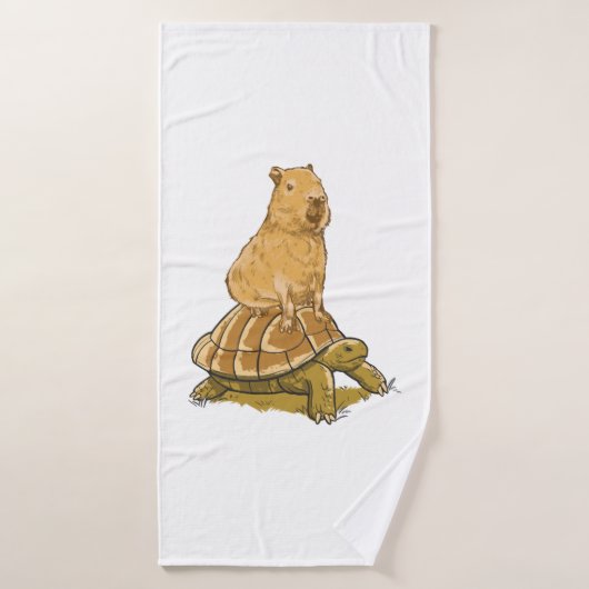 Drôle Capybara Animal Turtle Cute Capybara (Serviette de bain)