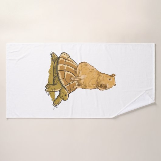 Drôle Capybara Animal Turtle Cute Capybara (Serviette de bain)