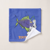 Drôle caricature de poisson de pêcheur (Gant de toilette)