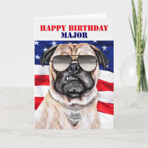 Drôle Carlin Chien militaire carte d'anniversaire 