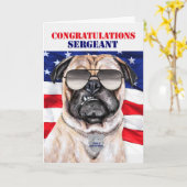 Drôle Carlin Chien Police Sergeant Carte de Promot (Fleur jaune)