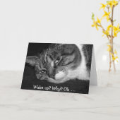 Drôle carte d'anniversaire avec chat : Réveillez-v (Fleur jaune)