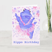 Drôle carte d'anniversaire Ballerina Hippo Ballet  (Devant)