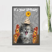 Drôle carte d'anniversaire de chat ou invitation (Devant)