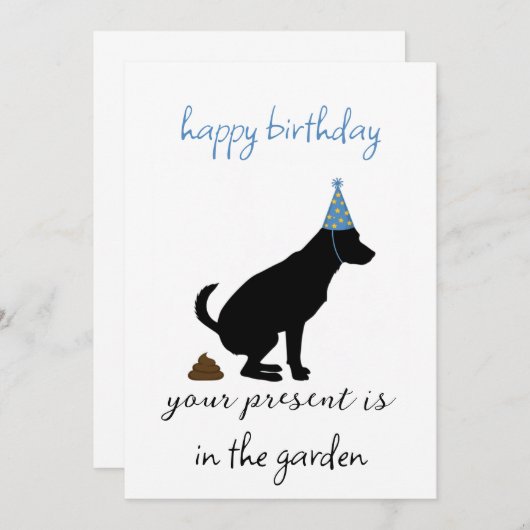 Drôle carte d'anniversaire du chien, chien papa an (Devant / Derrière)
