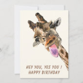 Drôle carte d'anniversaire Jouer Giraffe Tongue So (Devant)