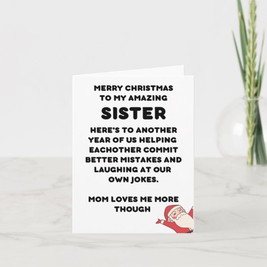 Drôle Carte de Noël Pour Soeur (Devant)