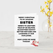 Drôle Carte de Noël Pour Soeur (Fleur jaune)