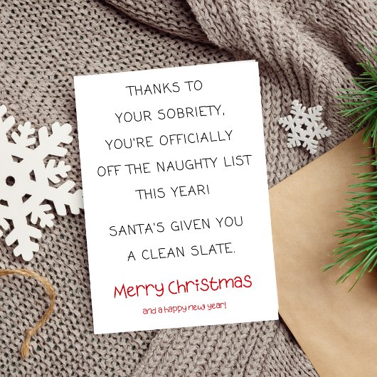 Drôle carte de Noël Sobriety, simple Sober Noël