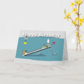 drôle carte de ramer Anniversaire, gros chat et du (Fleur jaune)