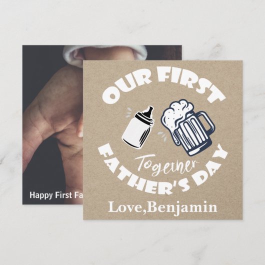 Drôle Carte photo de première Fête des pères (Devant / Derrière)