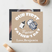 Drôle Carte photo de première Fête des pères (Devant/Arrière en situation)