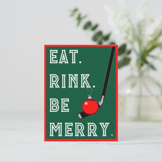 Drôle Cartes de fin de année de Noël de hockey (Debout devant)