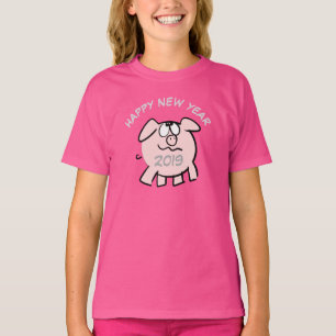 Drôle Cartoon 2 Cochon Année 2019 Girl T-shirt