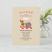 Drôle Cartoon Caveman Cartoon BBQ Party Invitation (Debout devant)