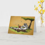 Drôle Cartoon Cheval Chilling dans la boue Carte d (Fleur jaune)