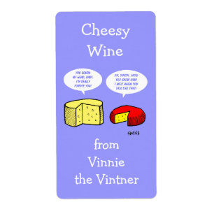 Drôle Cartoon de Fromage Étiquettes de vin personn