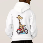 Drôle Cartoon Giraffe À Moto, (Dos)