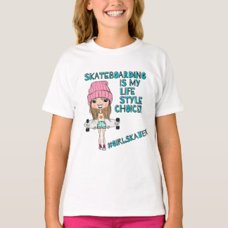 Drôle Cartoon Girl Skater T-shirt / Skateboard