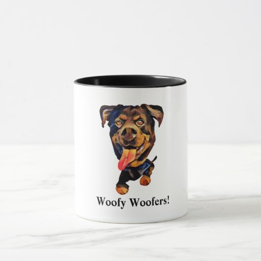 Drôle Cartoon Rottweiler Chien Mug (Centre)