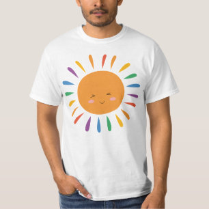 Drôle Cartoon Sun LGBT T-Shirt - Arc-en-ciel joyeu