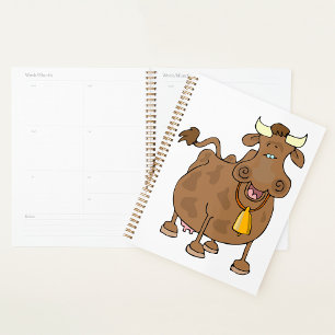 Drôle Cartoon Vache Brown avec Bell Animal de ferm