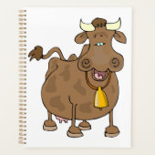 Drôle Cartoon Vache Brown avec Bell Animal de ferm (Devant)