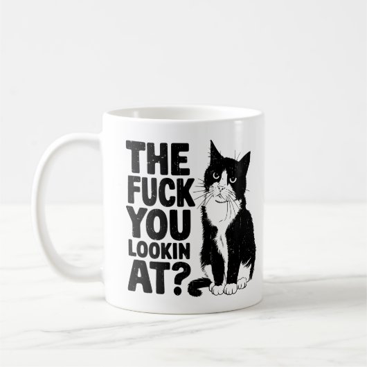 Drôle Cat Café Mug Pour Adulte Drôle Cat Cote (Gauche)