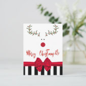 Drôle charmante sainte renne rouge carte de vacanc (Debout devant)