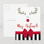 Drôle charmante sainte renne rouge carte de vacanc (Devant / Derrière)