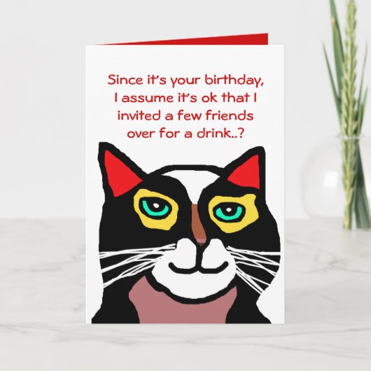 Drôle Chat Anniversaire Carte Cadeau (Devant)
