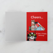 Drôle Chat Anniversaire Carte Cadeau (Intérieur)