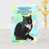 Drôle Chat Carte d'anniversaire du Chat (Fleur jaune)