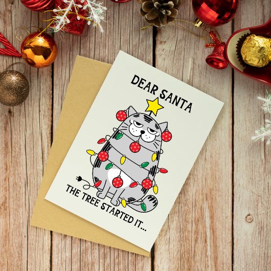 Drôle Chat de Noël Carte postale Arbre de chat