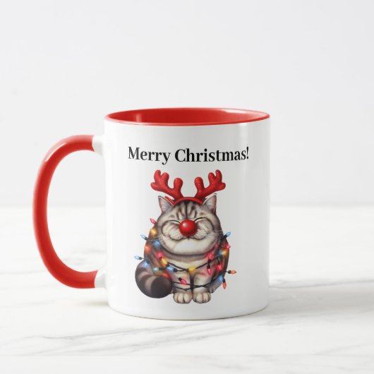 Drôle chat de Noël Mug (Gauche)