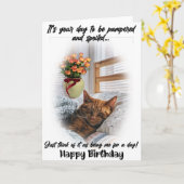 Drôle Chat Dormir Carte de voeux Anniversaire (Fleur jaune)