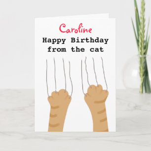 Drôle chat gingembre rayures carte d'anniversaire