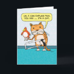 Drôle Chat Hacksaw Explication Carte d'anniversair<br><div class="desc">Cette drôle de carte d'anniversaire de dessin animé présente un chat tenant un oiseau et une scie à métaux. Le chat a une explication parfaitement logique pour ce scénario. Celui-ci sera un grand succès pour chaque amoureux des chats ! Merci pour le choix de cette conception originale par © Chuck...</div>