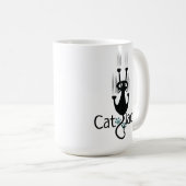 Drôle chat Lady Black Cat 15 once de café Mug (Devant droit)