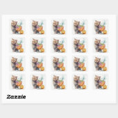 Drôle chat mignon avec un autocollant d'aquarelle  (Feuille)
