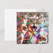 Drôle Chat Noël Lumières Carte de vacances (Devant / Derrière)