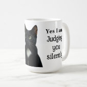 Drôle chat noir en céramique Mug (Devant droit)