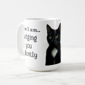 Drôle chat noir en céramique Mug (Devant gauche)