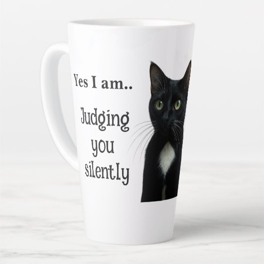 Drôle chat noir en céramique Mug (Angle gauche)
