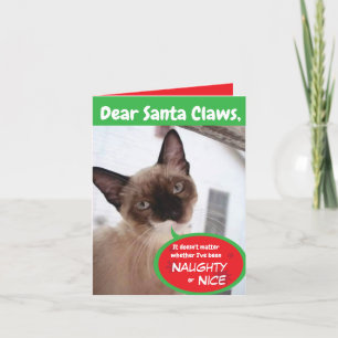 Drôle Chat Père Noël Claws Carte de voeux de vacan