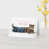 Drôle Chat portant des jeans Carte d'anniversaire  (Fleur jaune)