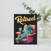Drôle Chat sur canapé Carte postale Retraite (Debout devant)