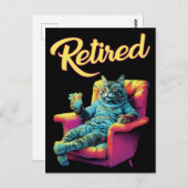 Drôle Chat sur canapé Carte postale Retraite (Devant / Derrière)