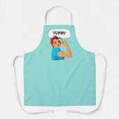 Drôle chef femme sur tablier turquoise clair (Recto)